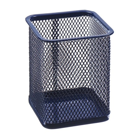 A glass for writing accessories, square, metal mesh, blue-2