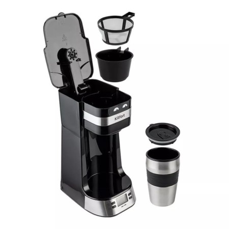 Coffee machine KitFort KT-795, drop, 750 W, 0.42 l, black-silver-4