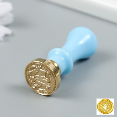 Printing for wax with a plastic handle "Christmas tree with gifts" 2.5x2.5 cm