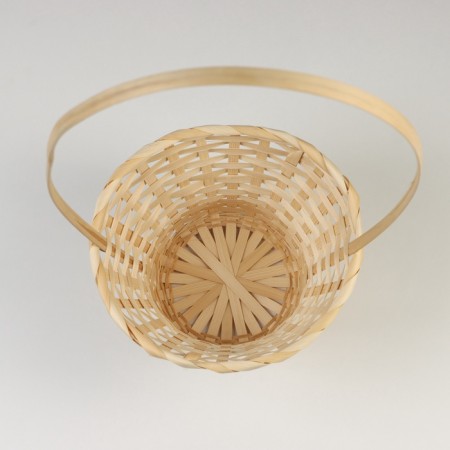 Wicker basket, bamboo, natural color, long handle-3