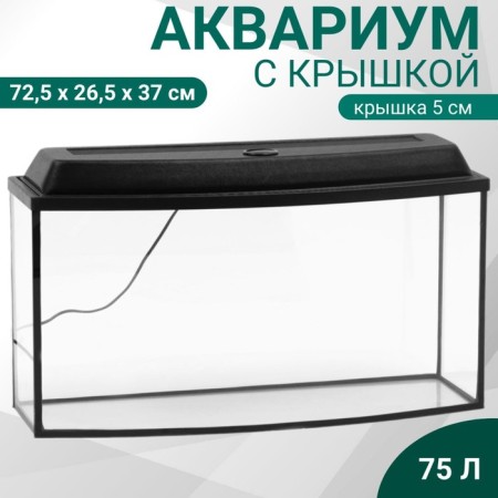 Aquarium "TV" with a lid, 75 liters, 72.5 x 26.5 x 37/42 cm, black