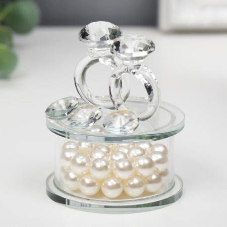 Glass souvenir "Two rings - proposal" Pearls 7.2x6.3x6.3 cm-2