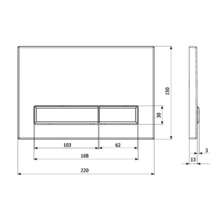 VeConi Square Design VFSD-BLG control button, plastic, mechanical, matte, black-1