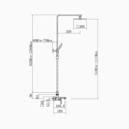 The shower system Fashun A52417, pour 85 mm, with a tropical shower, hand watering can, satin-2