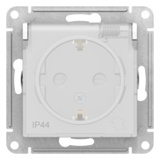 Розетка SE ATLASDESIGN, 16 А, 250 В, встраив., с з/к, шторки, крышка, IP44, белая, ATN200145