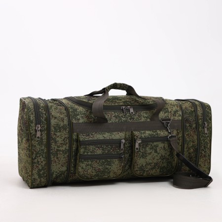Road bag on a zipper, with an increase, 5 pockets, a long belt, khaki color-2