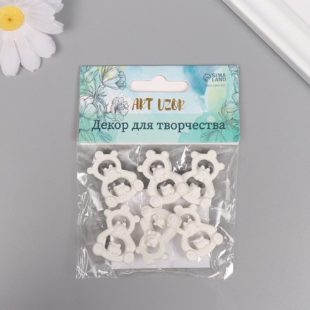 Decor for the creativity of Polystone "Bear-toy" White set 6 pcs 2.2x3 cm-3
