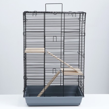 Chinchilla cage (2 wooden shelves), 58 x 40 x 90 cm Mix flowers-1