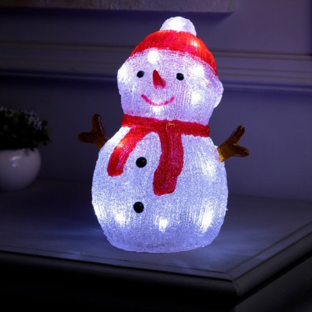LED figure "Snowman" 15 × 16 × 10 cm, acrylic, 20 LED, AA × 3 batteries, glow white