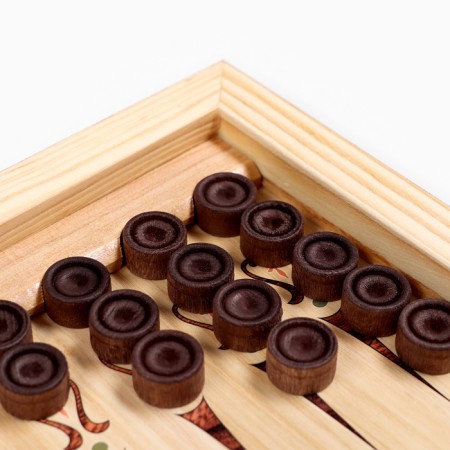 Wooden backgammon with checkers "Marketri-21", board game, 40 x 40 cm-4