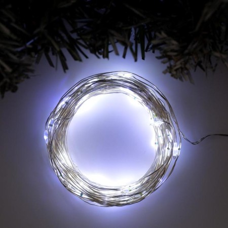 Garland "thread" 10 m Rosa, IP20, silver thread, 100 LED, white glow, white flicker, 12 V
