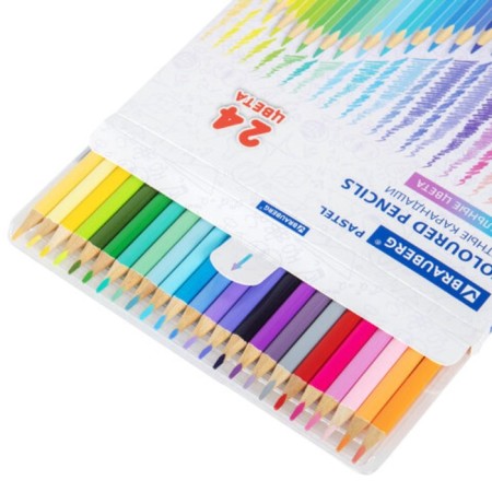 Colored pencils Brauberg Pastel, 24 pastel colors, three -sided, 3 mm neckline, 181851-1