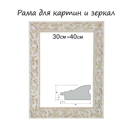 Frame for paintings (mirrors) 30 x 40 x 4 cm, tree "Versailles", white-gold