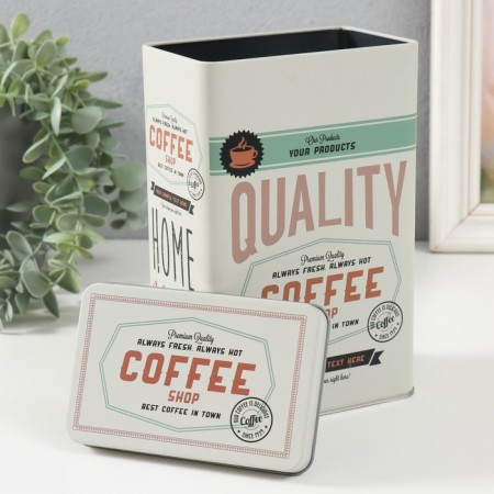 Rectangular Metal Casket "Best Coffee" 7.8x12.2x18.6 cm-3