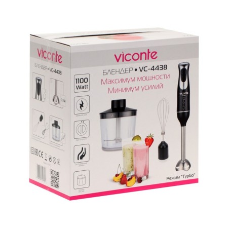 Viconte VC-4438 Bleer, 1100 W, 0.4 l, 2 speeds, pulse mode, black-7