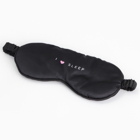 Silk mask for sleep I love Sleep, 20 x 9 cm, black color-2