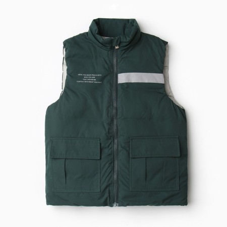 The vest insulated for boys, the color is green, height is 104-110 cm
