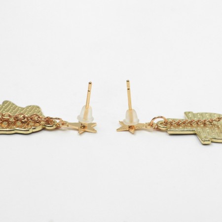 New Year! Earrings "New Year" hanging, penguin, colored in gold-4