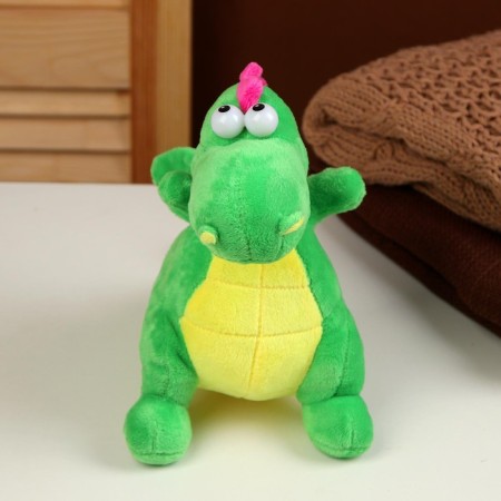Soft toy "Dragon", with a pink back, 22 cm, green color-1