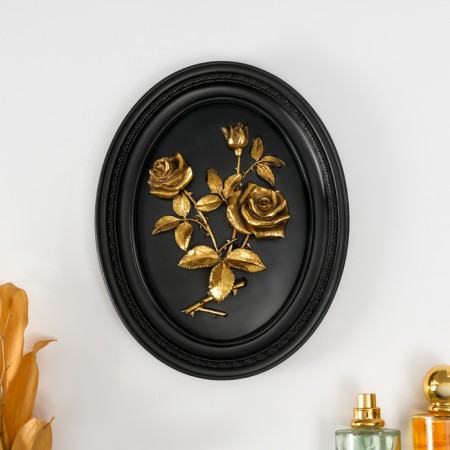 Panel Interior Polystone "Golden Roses" black 18x3x23 cm