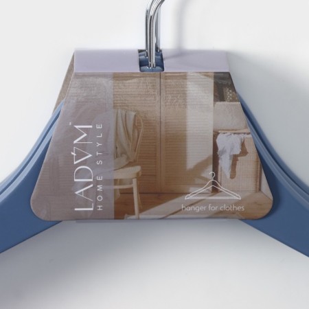 Shoulders - Wooden hangers Ladoom Brillant, 44.5 × 23 × 1.2 cm, 3 pcs, Blue Blue-9