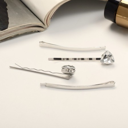 Invisibility for hair "Amelia" (set 4 pcs) 6 cm, silver-1