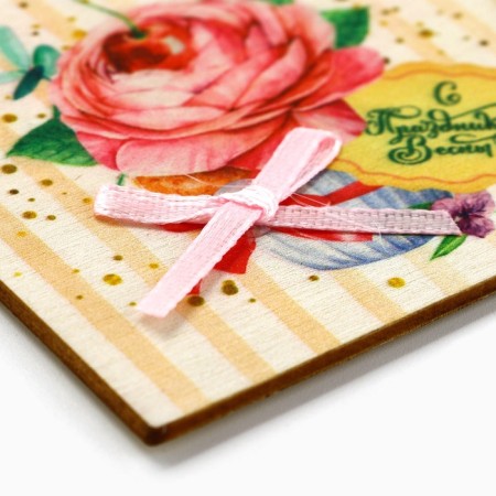 Wooden magnet "Happy Spring", 7 x 7 cm-2