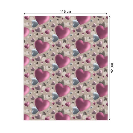 The tablecloth “Volumetric Hearts”, rectangular, Saten, size 145x180 cm-1