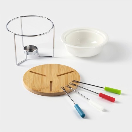 Fondu Ceramic Bellatenero Fondu, 5 items: a bowl 350 ml, 4 skewers, white color-2