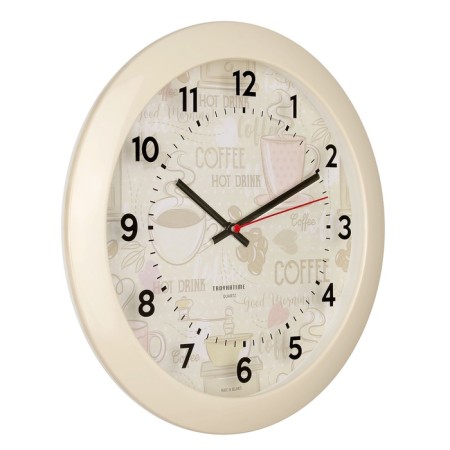 Hot Drink, silent, D-29 cm, rim beige wall clocks for the kitchen-1