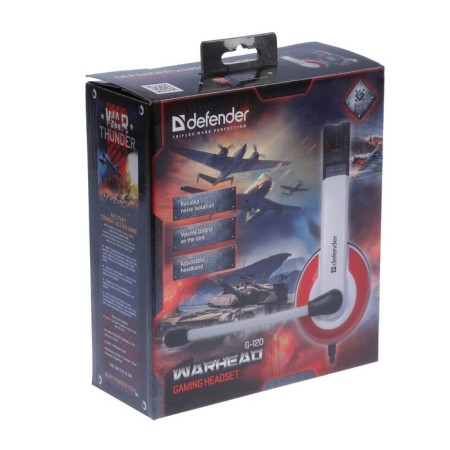 Headphones Defender Warhead G-120, game, full-size, microphone, 3.5mm, 2 m, black and red-10
