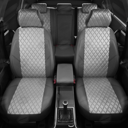 Auto-Chekhls for Peugeot Expert Tepee 2 since 2007-2016, 3 places, van, perforation, eco-leather, light gray color, dark gray-2