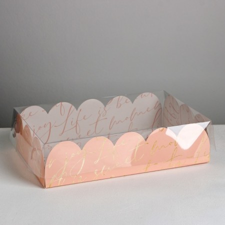 Cookie box, confectionery packaging with PVC lid, “for you”, 20 x 30 x 8 cm-1