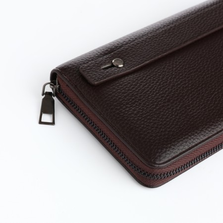 Men's purse-clate on a zipper, a department for bills, maps, coins, brown color-2