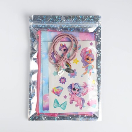 Gift set for the girl "Magic Unicorn", bag, sticker, questionnaire, bracelet-12