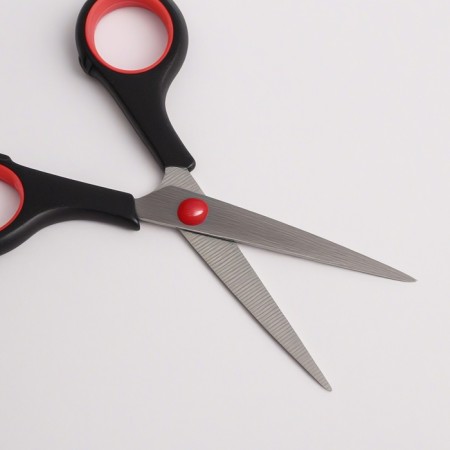 Hairdressers scissors with emphasis, blade - 6 cm, black/red color-2
