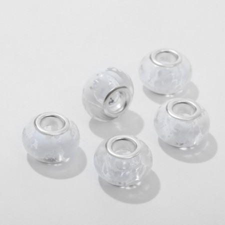 Bead "Milky Way" 1.4 × 0.9 cm, white color in silver-1