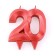Candle in the cake jubilee "line", number 20, red metallic, 8cm