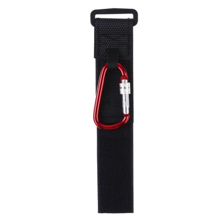 Carabiner for bags for a stroller, for Velcro, eco -leather, black/red color-3