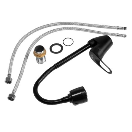 Kitchen mixer Zein Z3497, flexible spout, cartridge ceramics 40 mm, brass, black-9