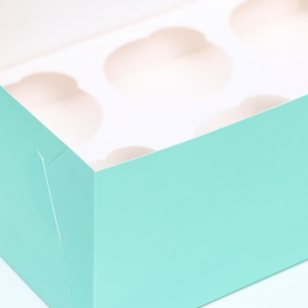 Packaging for 6 cupcakes with a window, green, 25 x 17 x 10 cm-3