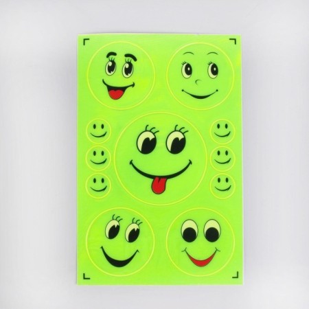 Reflective stickers "Smiley", d = 7.5/5.5/2 cm, 11 pcs on the sheet, yellow color-3