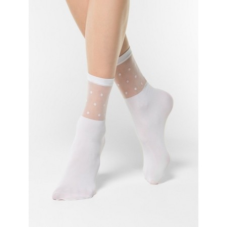 Extended women's socks with a transparent top Contte Elegant Fantasy, size 23-25, Bianco color