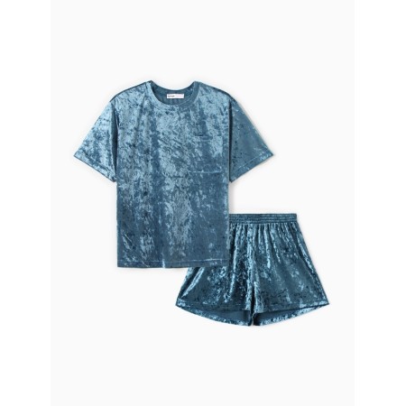 The female set (T -shirt and shorts) KAFTAN VELVET p. 48-50, blue-8