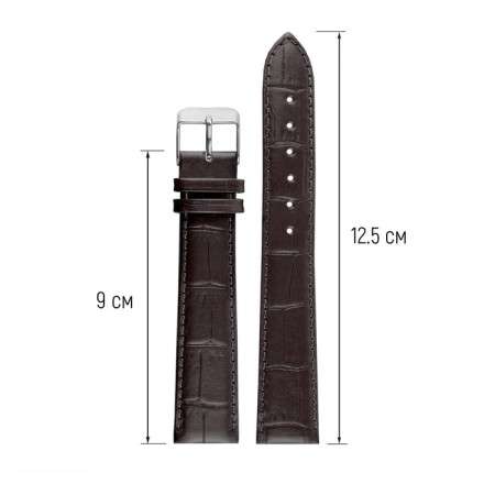 Watch strap, male, 20mm, harness 90mm, larynx 125 mm, genuine leather, elongated-1