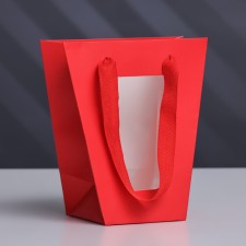 Package-carrier for flowers 10 × 10 × 20 x 18 cm, red