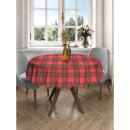 The tablecloth “Red-black cage”, round, Saten, D = 150 cm-2