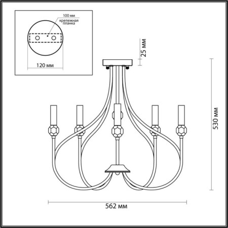Mackenzie chandelier, E14 5x60W, Nickel color-4