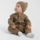 Combineson children with a hat knitted minaku, height 68-74, brown color