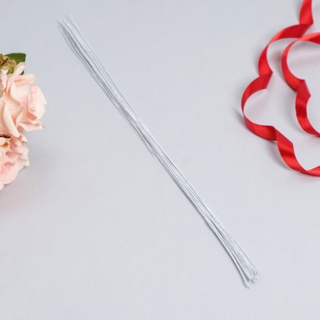 Floristic wire in a white paper braid, length 36 cm, 0.37 mm, set 20 pcs